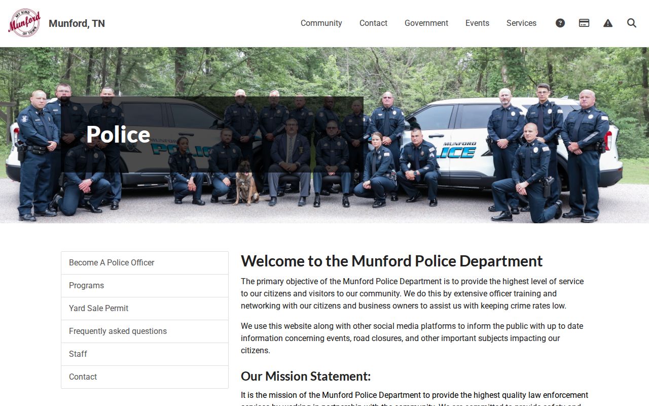 Munford Police page for recent arrest records